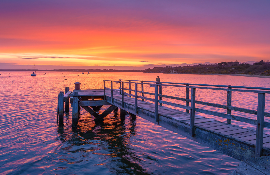 Lake Pier at Poole Harbour at sunset