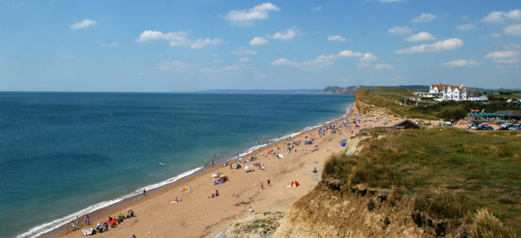 View from the clifftop over Burton Bradstock beach