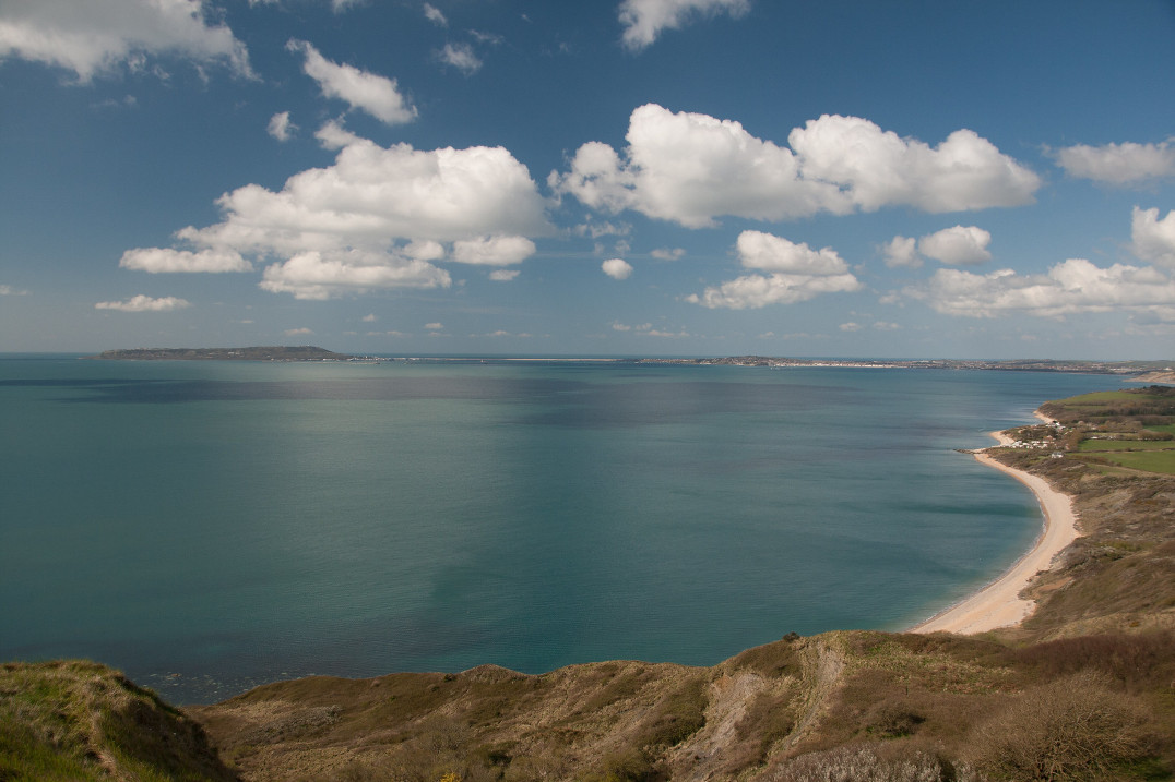 View from the clifftop over Ringstead Bay