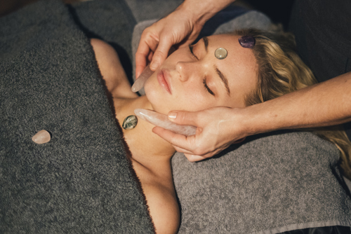 Lady having a facial at a spa